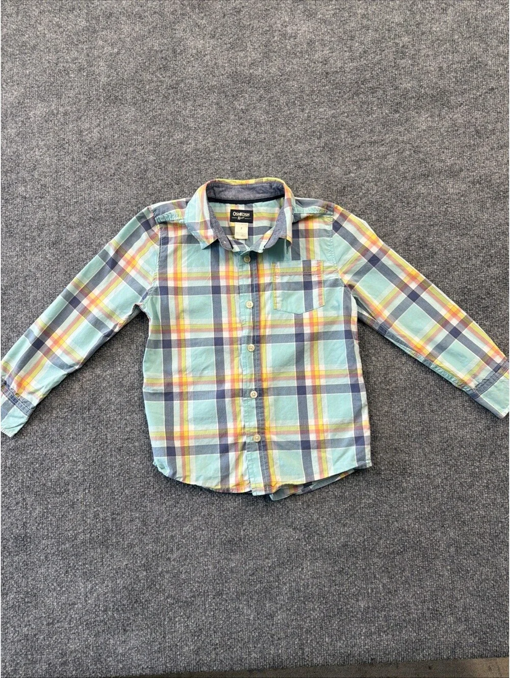 Oshkosh Boys Plaid Long Sleeve Dress Shirt Size 7